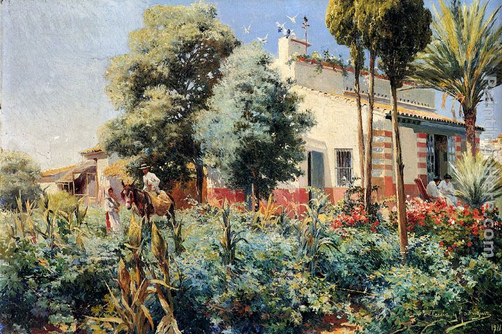 A Mediterranean Village painting - Manuel Garcia y Rodriguez A Mediterranean Village art painting